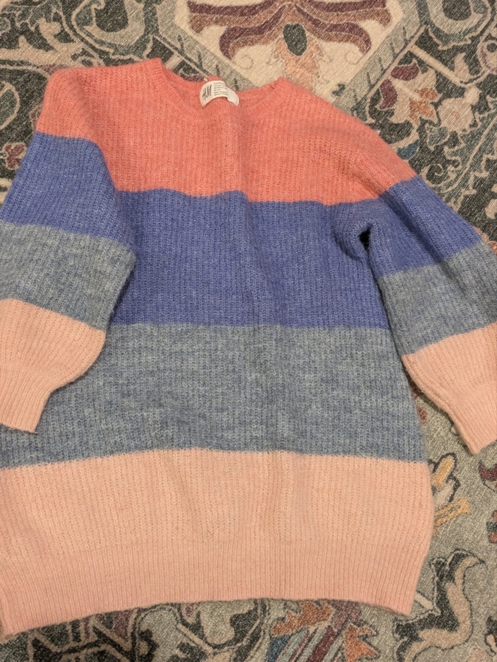 H&M Two-Tone Ribbed Sweater - Peach & Periwinkle Blue